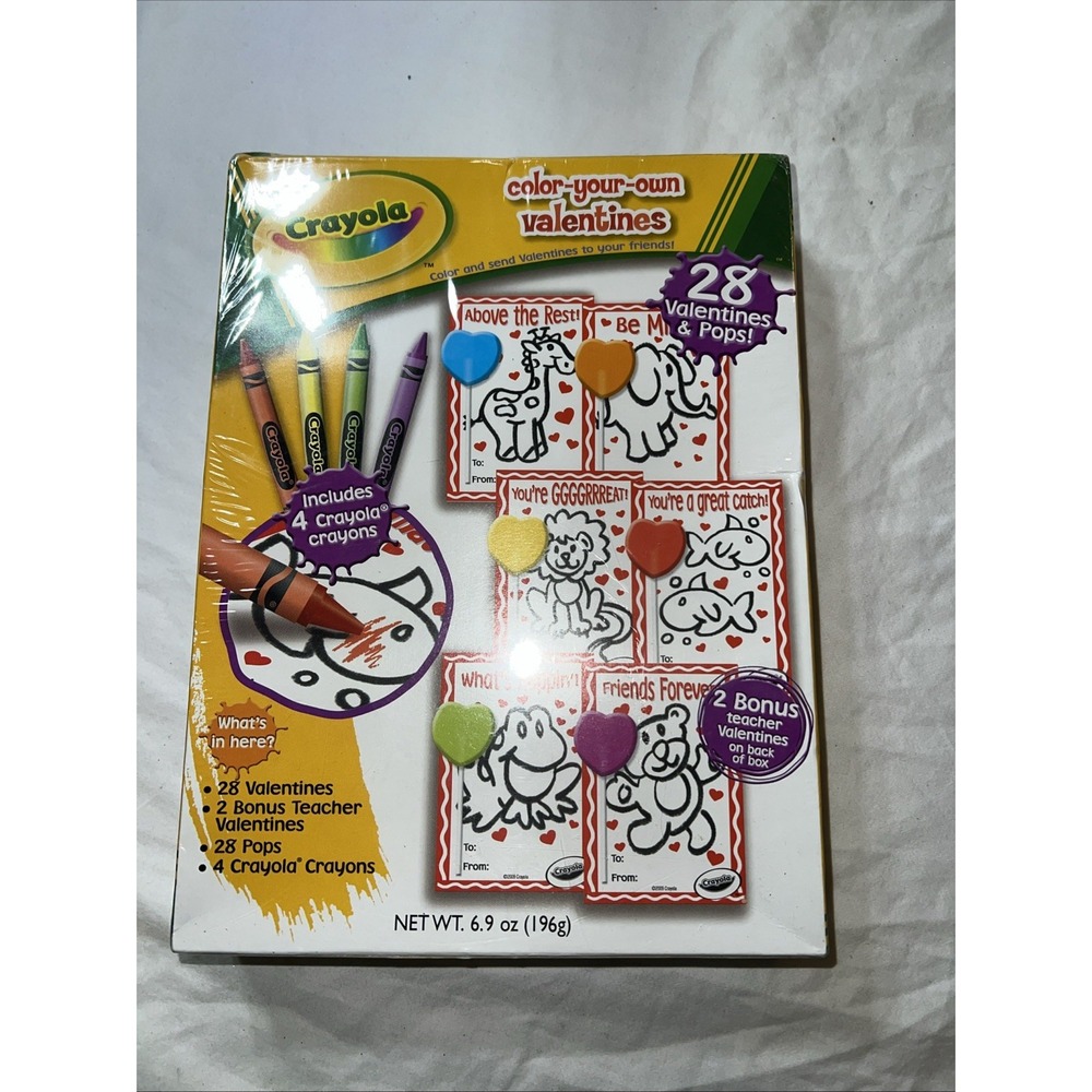 Crayola Color Your Own Valentine 28 Valentine Day Card Kit 2009 SEALED BQ